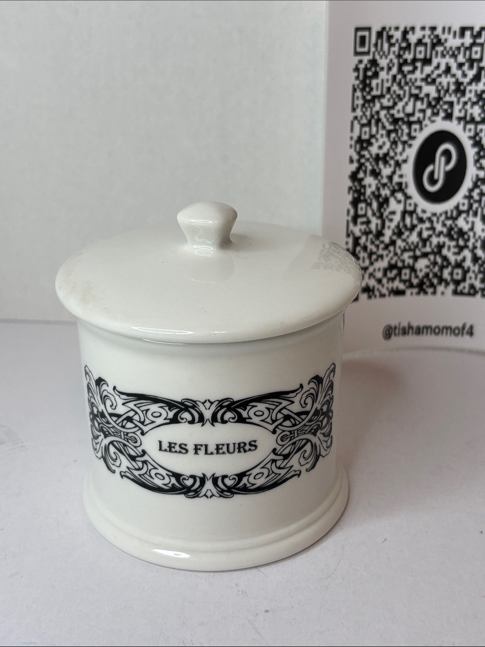 Cypress Home Les Fleurs White Ceramic Lidded Jar